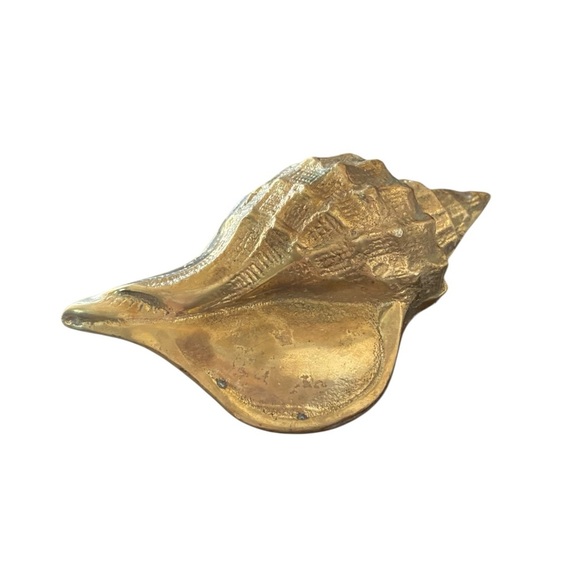 Vintage Brass Conch Shell Sculpture Home Decor Coastal Grandma Boho Paperweight - Picture 4 of 8